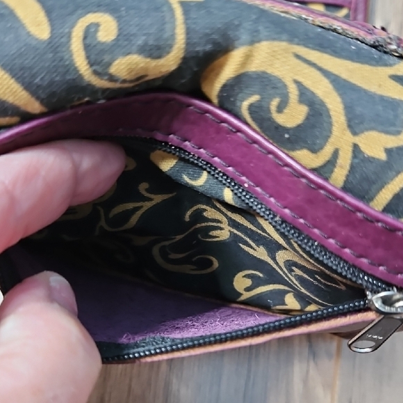 T. Saldivar Hand Tooled Leather Burgundy Plum Crossbody Bag - Picture 8 of 14